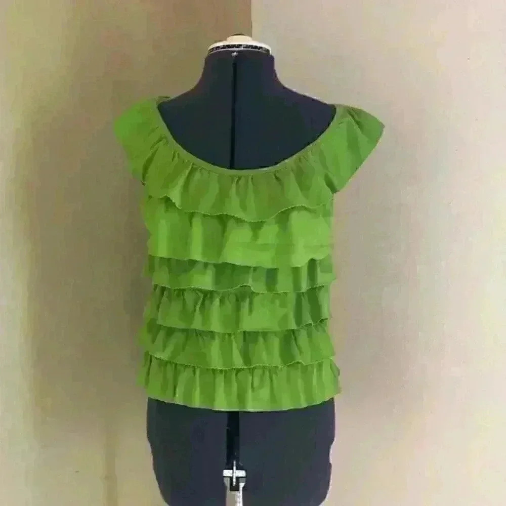 Hollister lemon green front ruffle too medium sleeveless